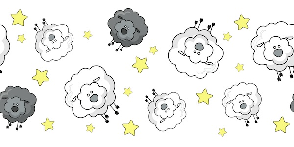 Sheep floating in space surrounded by stars