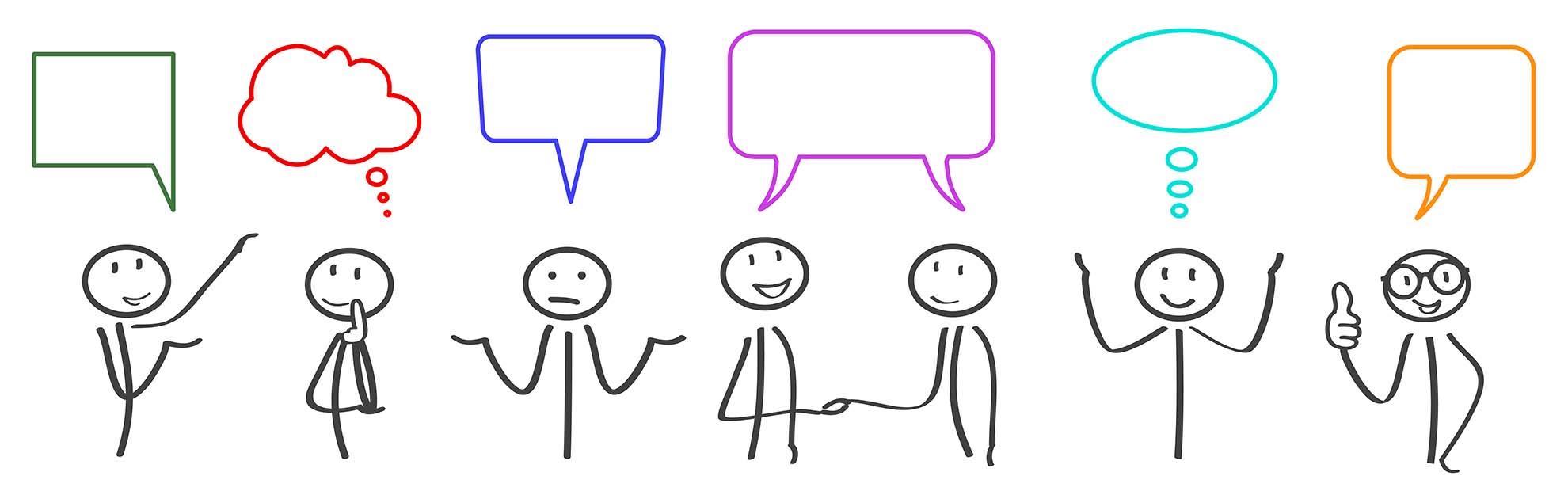 Stick people saying things without any text
